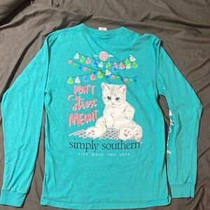 Ladies teal long sleeved Simply Southern shirt size medium